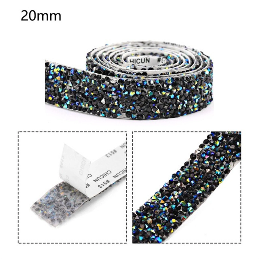 Wholesale Different Size Width Self Adhesive DIY Bling Chain Belt Rhinestone Trimmings Multi Size Resin Rhinestones Trim Chain